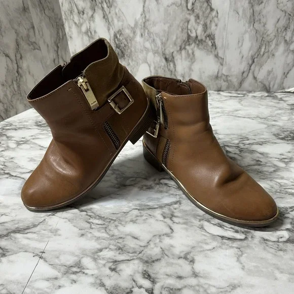 ALDO Brown Round Toe Side Zip Ankle Boots Women's Size 10 - Picture 3 of 15